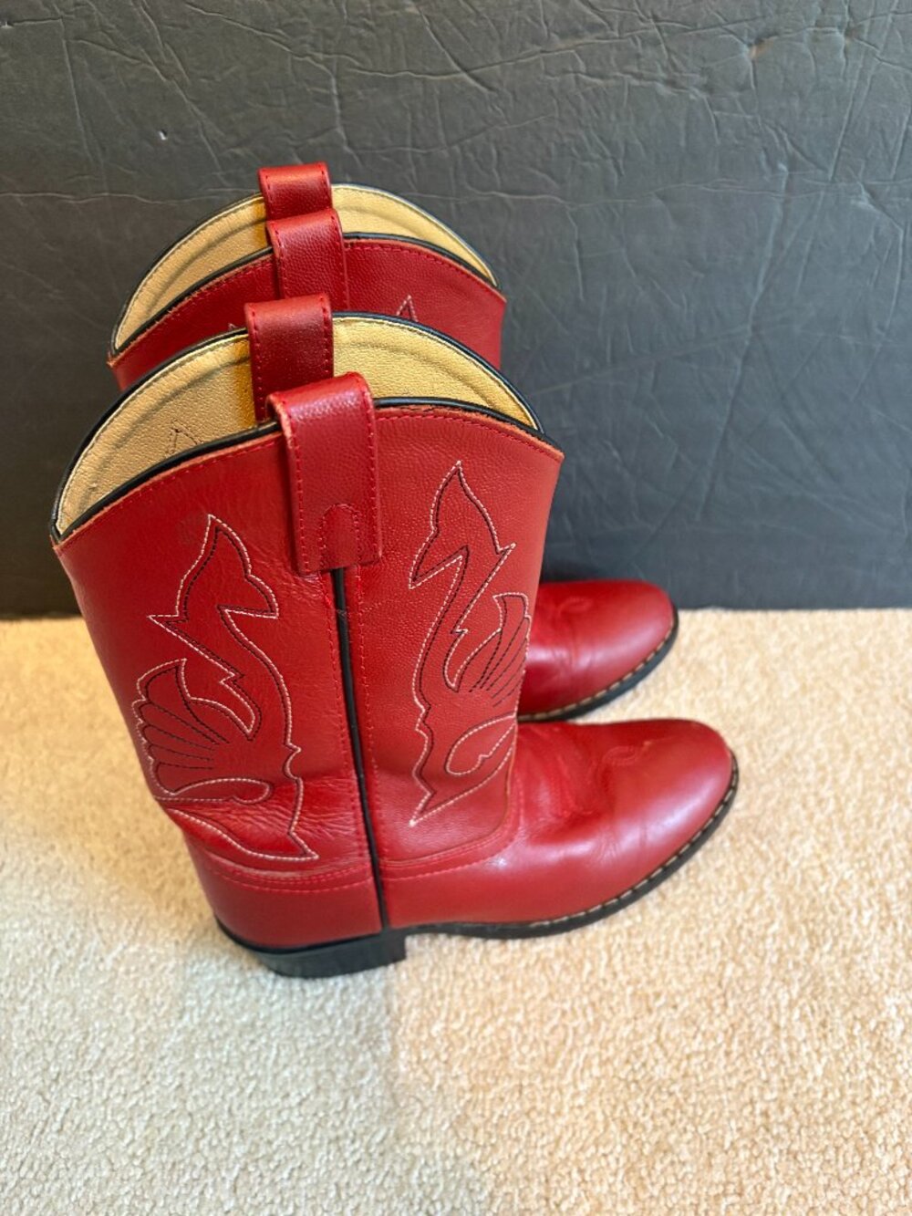 Masterson Boot Co Youth Cowboy Boots Size 3.5 Red Leather RB2004Y